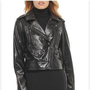 NEW WITH TAG DKNY BLACK LEATHER JACKET